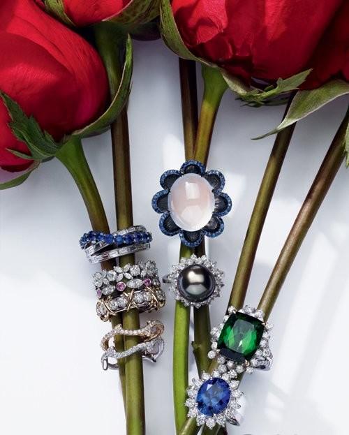 Harry Winston 蒂芙尼 Dior 高级珠宝 阮仕珠宝黑珍珠钻石戒指 Enzo 绿碧玺戒指