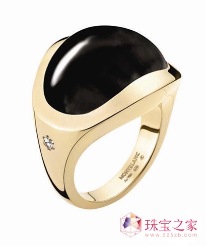 万宝龙白雪美人之Etoile de Montblanc系列 18K玫瑰金镶黑玛瑙戒指