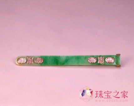 翠镶碧玺花扁方