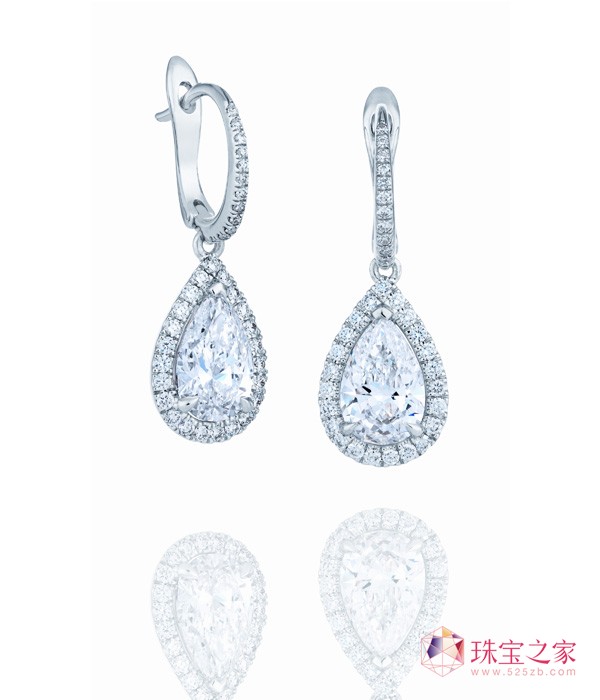 De Beers Aura梨形垂坠耳环