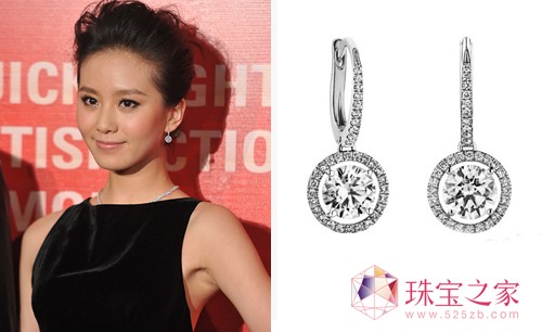 刘诗诗 戴比尔斯耳坠项链