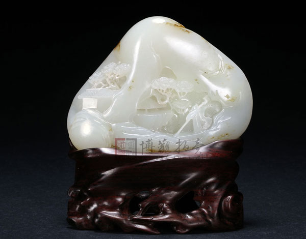 张清雷和田玉籽料访友图山子