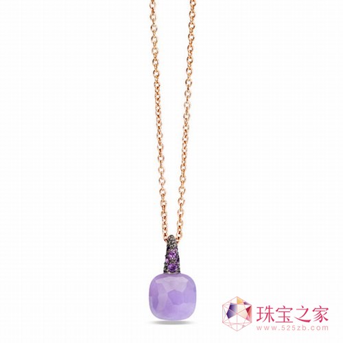 Capri系列玫瑰金镶染色紫玉和紫晶项链