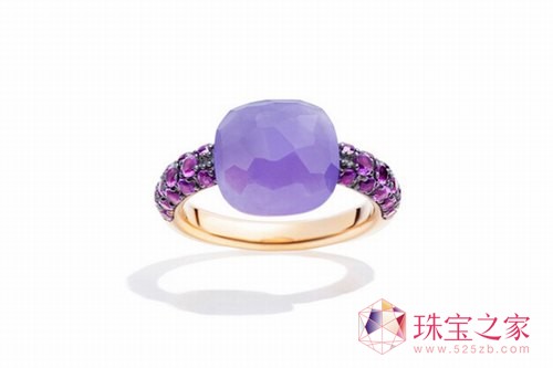 Capri系列玫瑰金镶染色紫玉和紫晶戒指