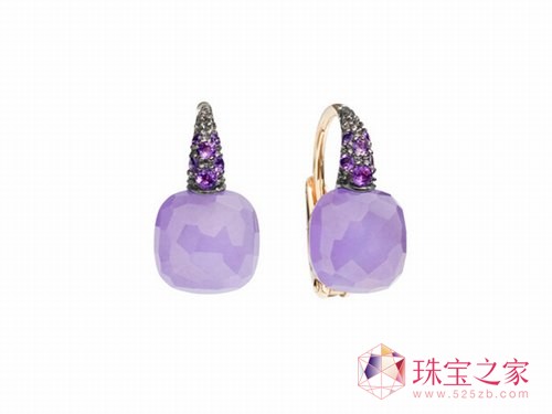 Capri系列玫瑰金镶染色紫玉和紫晶耳环