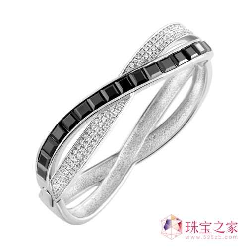 黑白晶钻纯银镀铑手镯RMB7,500