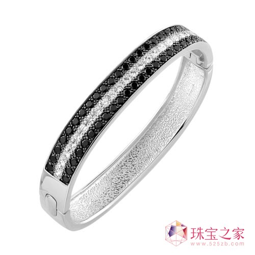 黑白晶钻纯银镀铑手镯RMB7,000