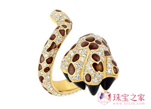 全新Dior Mitza黄K金镶钻戒指(750黄K金、4.25克拉钻石、彩漆)