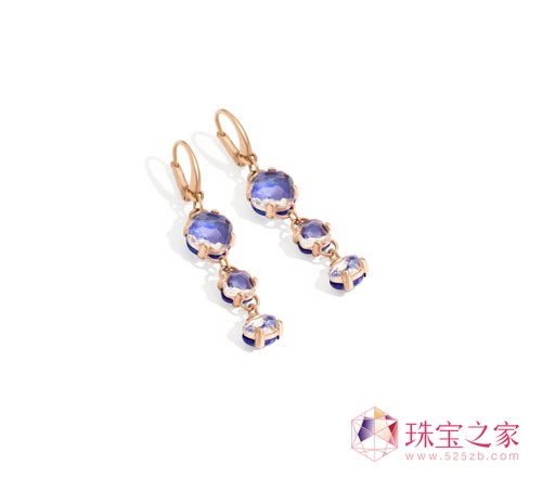 Capri系列耳环 哑光玫瑰金镶青金石和白水晶