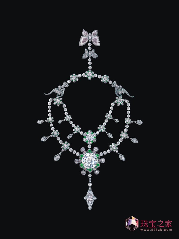 珠宝艺术家陈世英(Wallace Chan)创作而成的「裕世钻芳华」项链