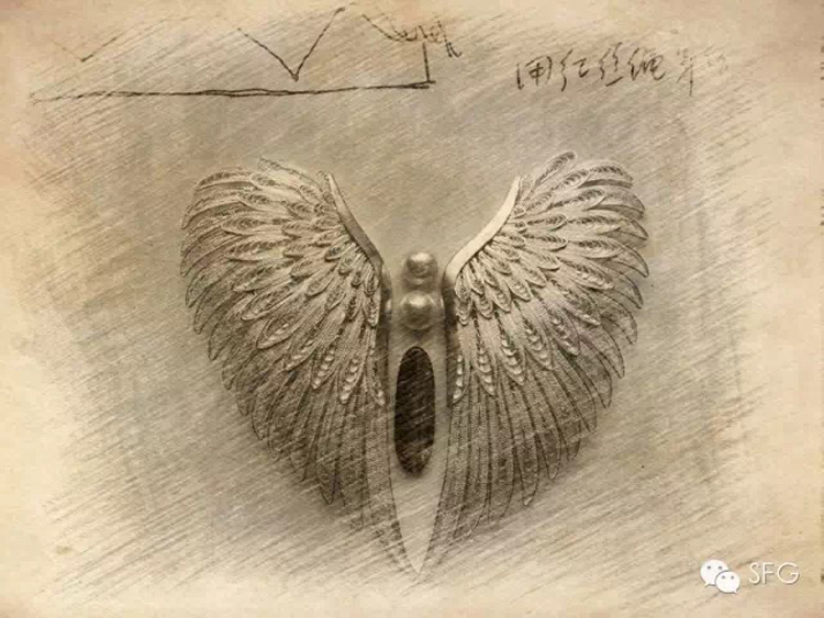 “天使之翼”首饰系列为作者与SFG珠宝公司合作开发限量版产品