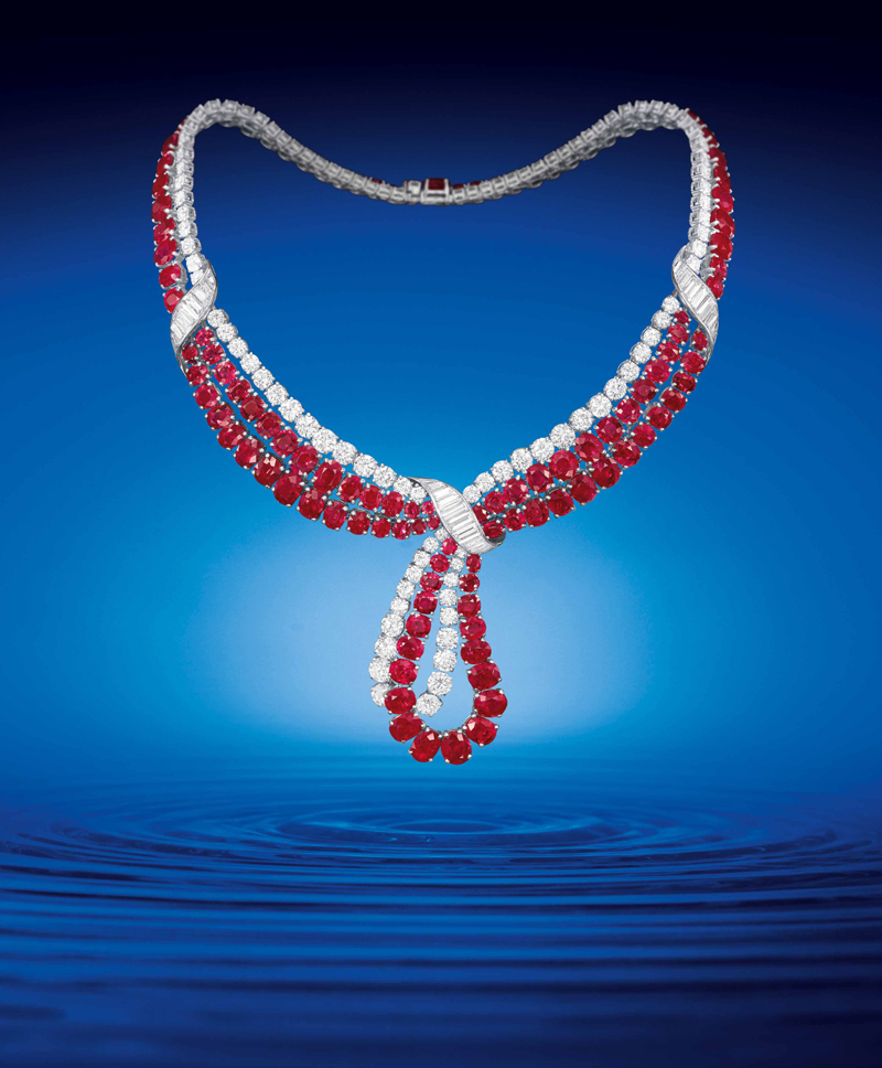 天成国际 祖母绿配钻石项链 红宝石配钻石项链 珠宝拍卖会 名师设计