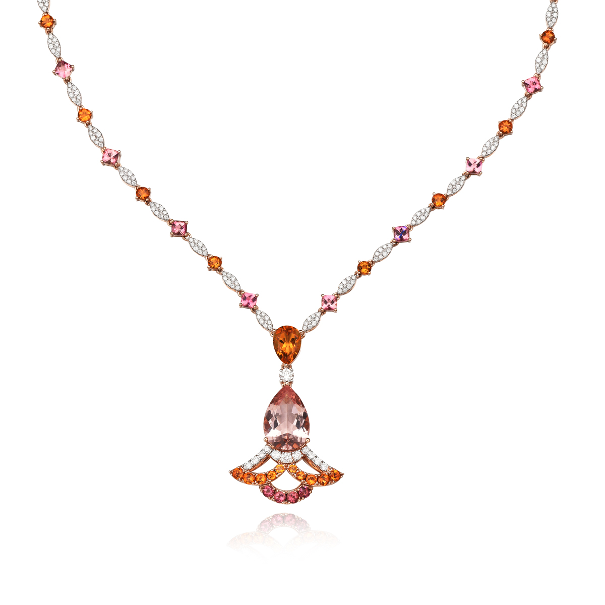 peplum舞裙系列18k金摩根石黄晶项链